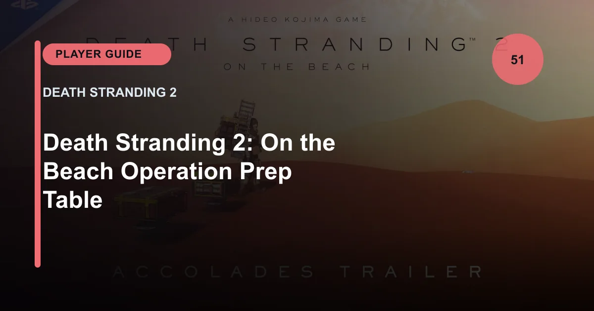 Death Stranding 2: On the Beach Operation Prep Table